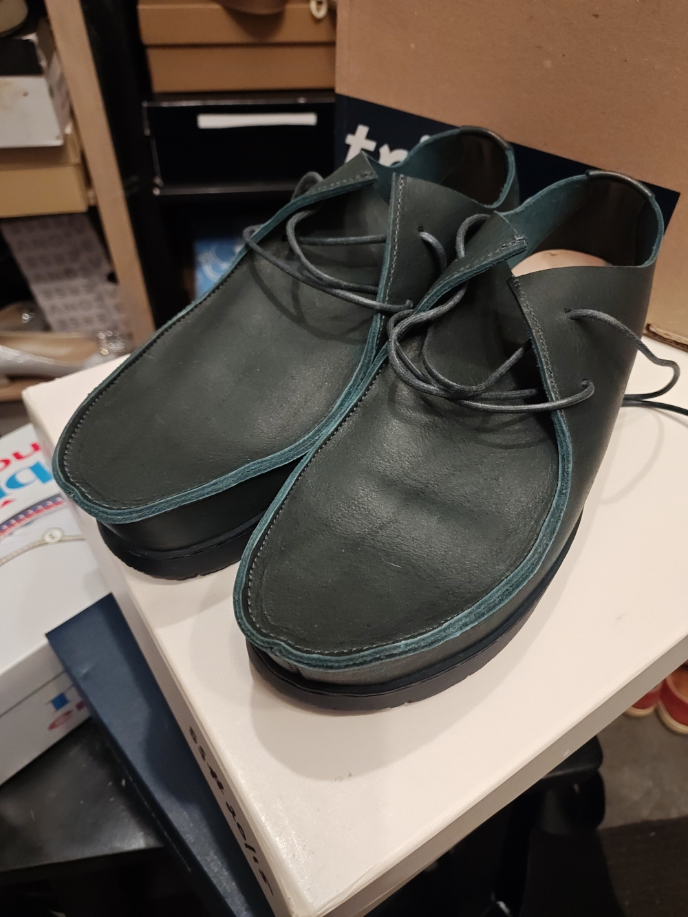 Classic Trippen Leather Lace-Up Shoes in Dark Green 39 - Picture 15 of 15